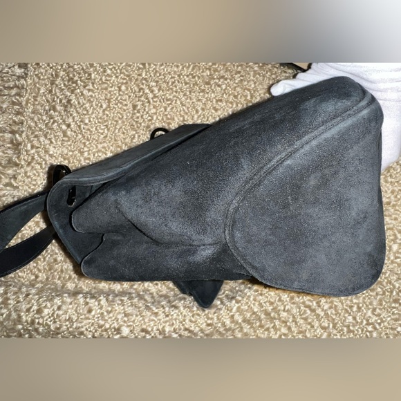 Ferragamo Black Suede Bag with Silver Clasp - Picture 9 of 16